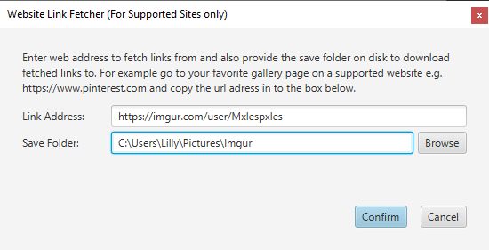 Enter save folder for Imgur files