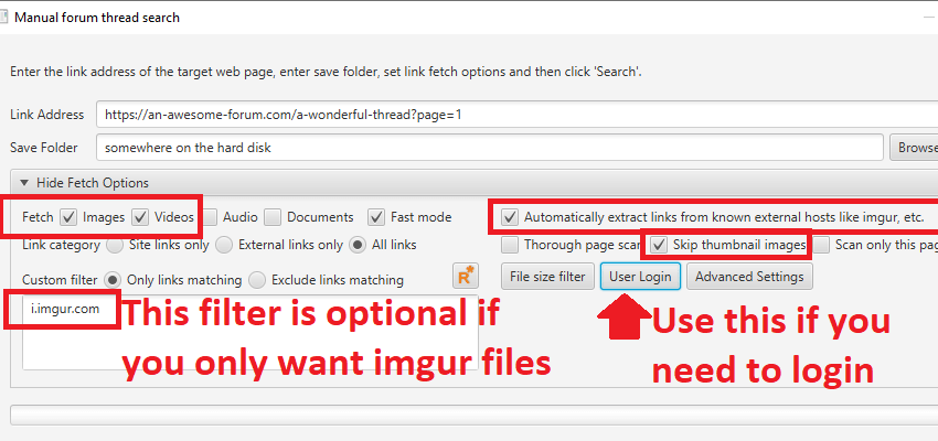 Imgur download settings for forum threads